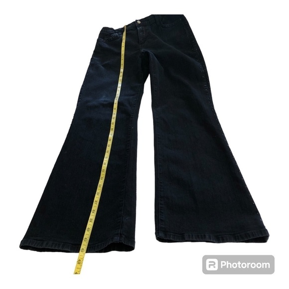 NYDJ Woman’s Denim Tummy Tuck Bootcut Black Rhinestone Jeans Size 14 - Picture 3 of 16